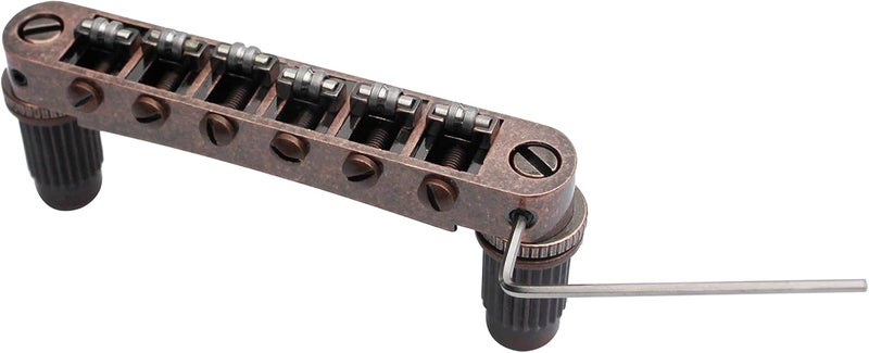 guyker Guitar Tune-O-Matic Roller Saddle Bridge Replacement Part Compatible with Gibson Les Paul LP SG Style 6 String Electric Guitar - GM005, Bronze - Image 3